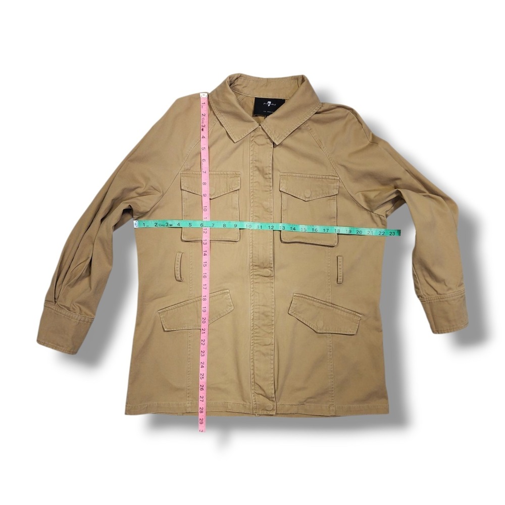 7 For All Mankind Military Utility Full Zip Snap Buttons Brown Jacket Women's M - Picture 3 of 16